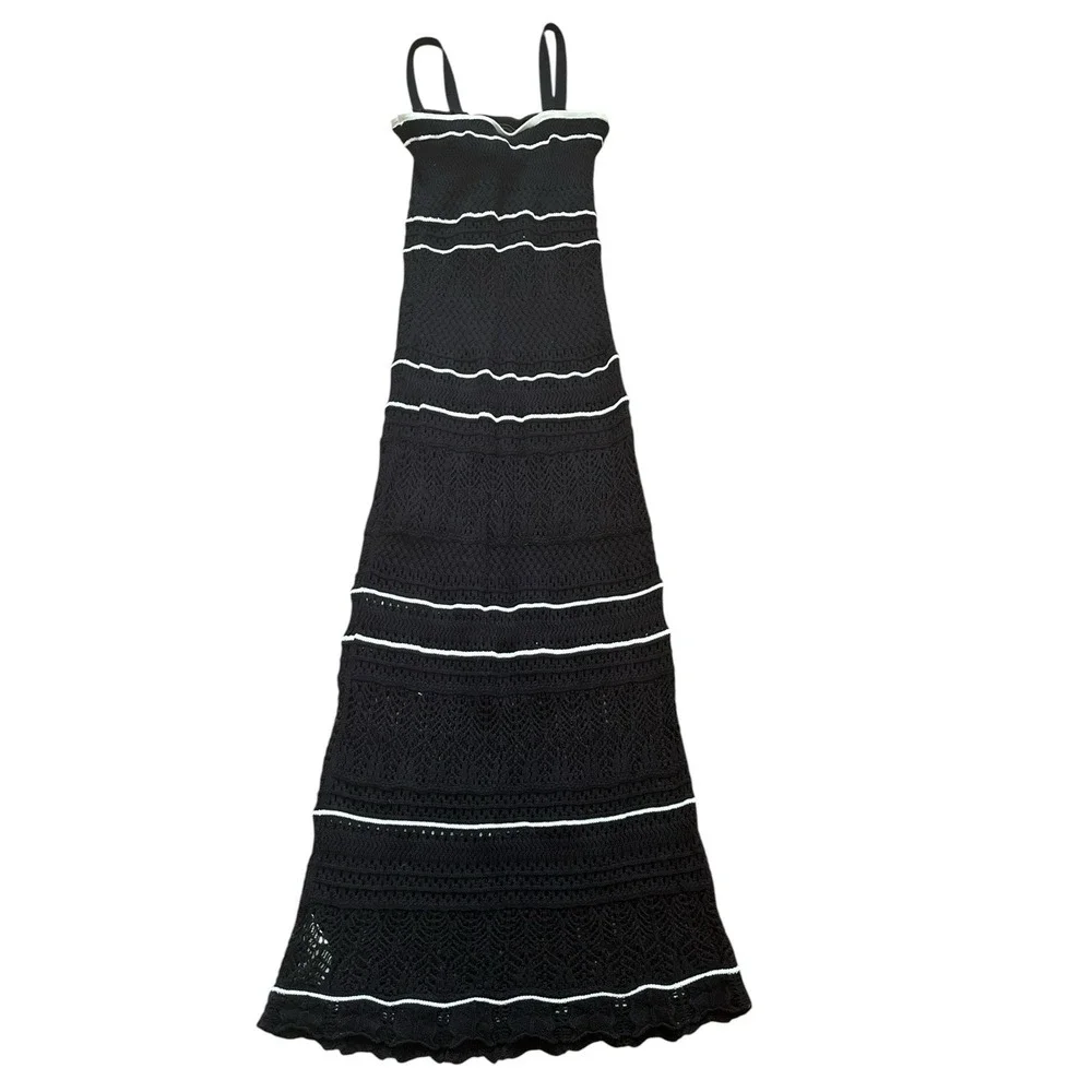 Abercrombie & Fitch Black Crochet Style Maxi Dress  , Size XS‎ Tall